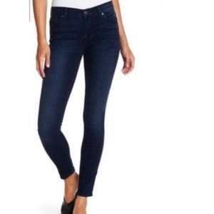 7 For All Mankind Dark Blue Skinny Straight Leg Jeans